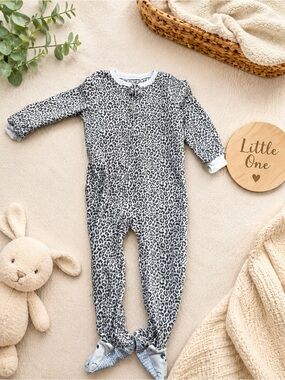 Carter's Gray and White Leopard Print Footed One-Piece